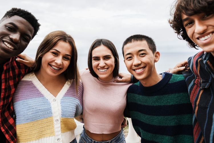 Smiling students in group shot