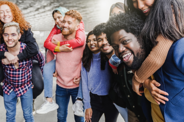 Diverse people having fun together outdoor