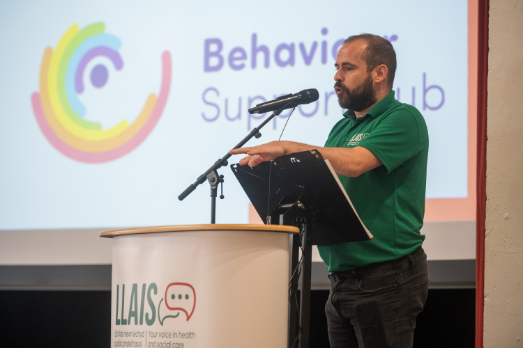 Llais representative at an event